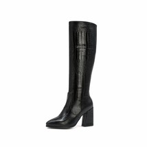 ZawsThia green yellow boots for woman  skin PU leather block high heels zipper w - £79.15 GBP
