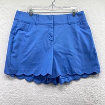 Lane Bryant Womens The Allie Shorts Size 28 Blue Scalloped Hem Wide Waistband - £14.27 GBP