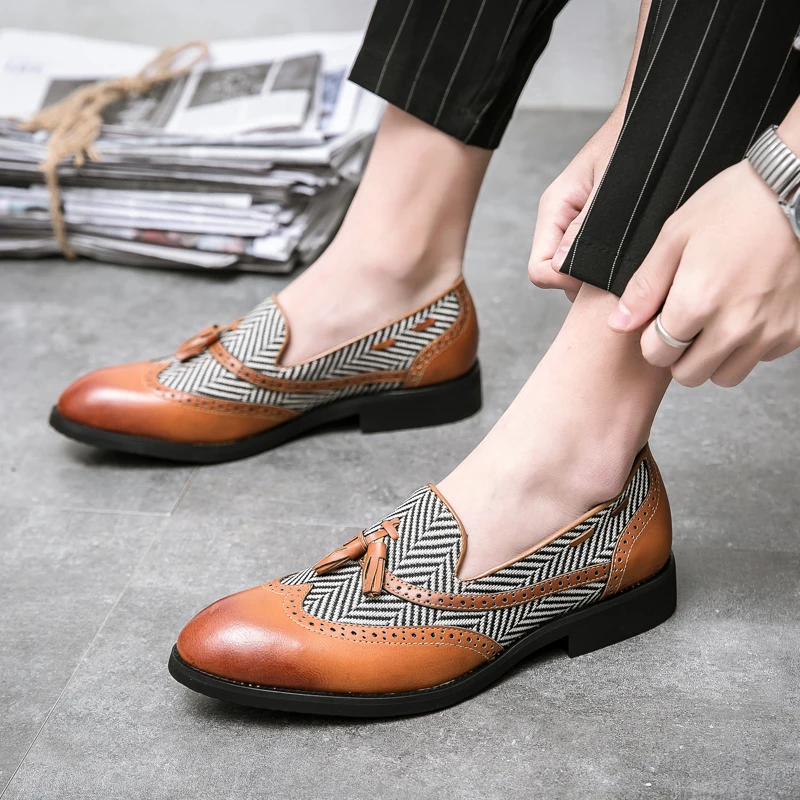 Mens Leather Loafers slip on tassel Wedding Party Men Shoes Luxury brand... - $69.36