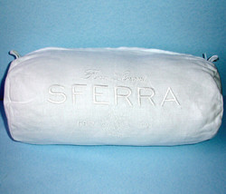 Sferra Embroidered Pouch Bag White Linen or Bolster Pillow Cover 11x5.5&quot; New - £17.69 GBP