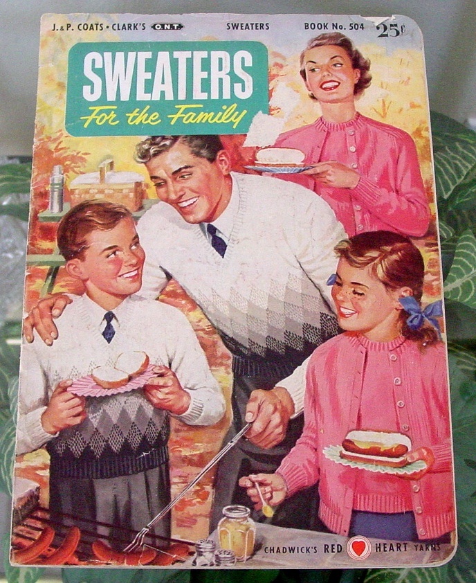 1953 32-Pages Victor Kalin Art-Vintage Patterns Knitting SWEATERS FOR THE FAMILY - $40.00