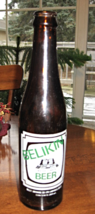 Belikin Beer-VTG Longneck-Amber Glass-Maya Temple Applied Color Label-Be... - $6.00