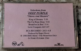 Selections From Deep Purple &quot;Slaves And Masters&quot; Rca 1990 Promo Cassette - Rare - £11.95 GBP