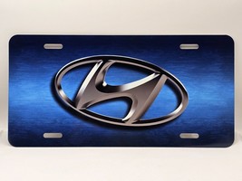 Hyundai &quot;3D&quot; Logo Inspired Art Blue FLAT Aluminum License Tag Plate * BLEMISHED - £10.61 GBP