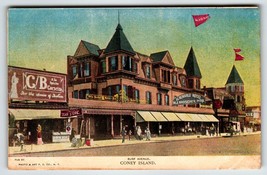Coney Island New York Postcard Surf Ave Albemarle Hotel Cigar Store C/B Corsets - £15.81 GBP
