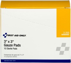 First Aid Only 3-200 Gauze Pad, 3 Length x 3 Width (Box of 10) - £14.32 GBP