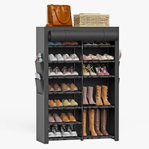 Vtrin Shoe Rack With Covers Shoe And Boot Storage Cabinet 8 Tier 28-35 Pairs - £35.94 GBP