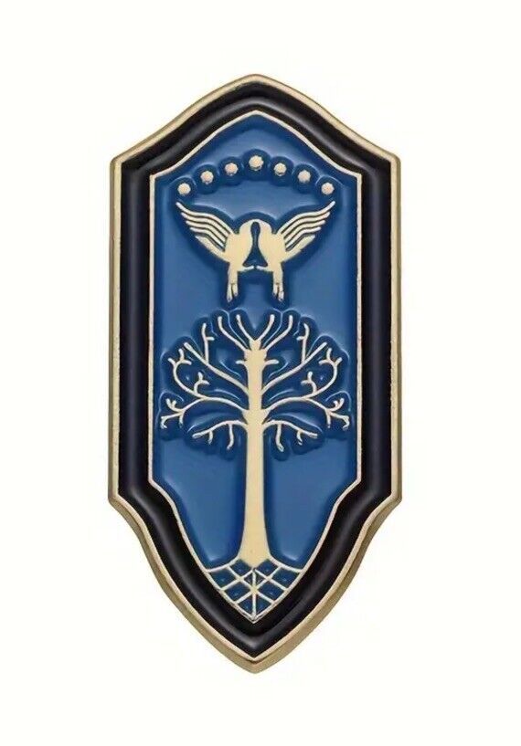 Tree, Helm, Shield Of Gondor, Blue Enamel Metal Pin, LOTR J.R.R Tolkien ... - $5.00