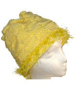 Very Yellow Hand Knit Hat with Eyelash Fringe - $24.00