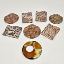 8 Oversized Granite Gneiss &amp; Agate Stone Beads Lot Round Square Flat - £19.62 GBP