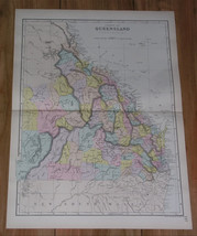 1891 Original Antique Map Of Queensland / Brisbane / Australia - £22.89 GBP