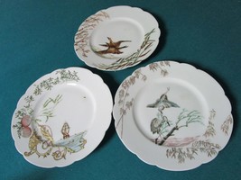 H &amp; Co Compatible with Haviland Limoges Three Salad Plates Birds Flowers Origina - £69.64 GBP