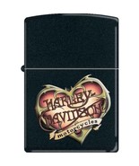 Zippo Lighter - Harley Davidson Hearts Black Matte - 852543 - $46.40 CAD