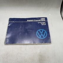 1983 VW Volkswagen Rabbit Convertible Factory Owners Manual - $26.72
