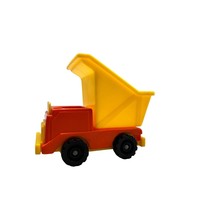 Vintage Fisher Price Little People Orange Yellow DUMP TRUCK Construction Truck - $8.14