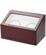 Diplomat 31-527 Double Cherry Wood Watch Winder White Leatherette Interi... - £77.63 GBP