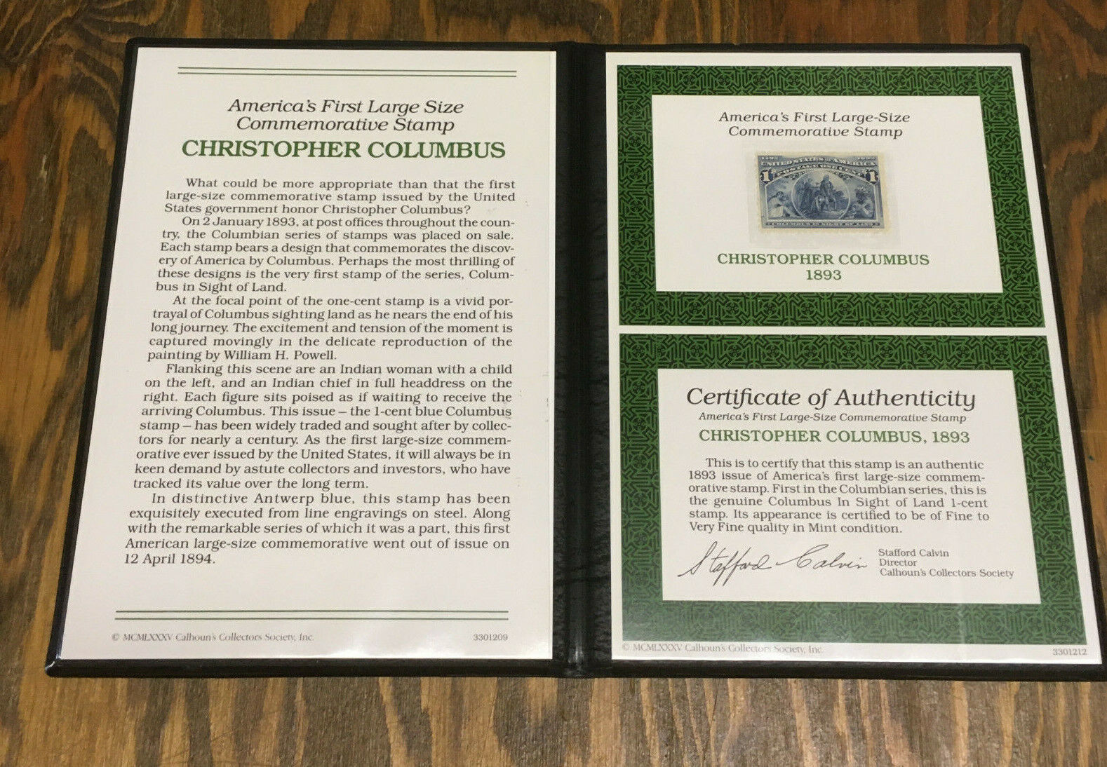 Calhoun&#39;s collectors society commemorative Christopher Columbus stamp in... - $128.65