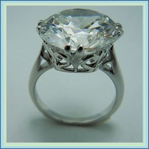 Oversize Diamond Cut Crystal Zircon Antique Silver Victorian Renaissance Ring - $74.95