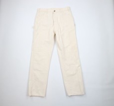 Vintage 90s Dickies Mens 34x34 Spell Out Wide Leg Dungaree Painter Pants Cream - £54.47 GBP