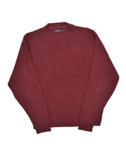 Vintage Wool Cable Knit Sweater Mens L Maroon Crewneck Jumper Made in USA - £27.01 GBP