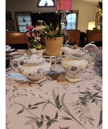 Johann Haviland Thailand Creamer &amp; Sugar Bowl Blue Garland Bavarian Trad... - $21.80 CAD