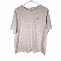 Puma Women&#39;s Ultra Boyfriend Logo Tee T-Shirt Pink White Size XL - £9.29 GBP