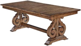 Dining Table Cambridge Extending Butterfly Leaf Scroll Base Rustic Pecan Wood - £3,110.31 GBP