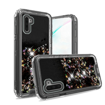 For Samsung Note 10 Clear Liquid Glitter Quicksand Case Cover BLACK - £4.59 GBP