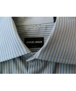 GIORGIO ARMANI BLACK LABEL Dress Shirt Blue Stripe 15 1/2 39 - £51.37 GBP