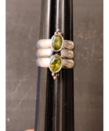925 Sterling Silver Triple Band Green Tourmaline Ring Sz 8 Free Shipping - $56.16 CAD