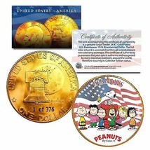 PEANUTS ORIGINAL GANG 1976 24K Gold Plated IKE Dollar - Machine Numbered... - £10.23 GBP