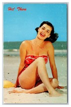 Bathing Beauty Girl on Beach Ozzie Sweet Photo UNP Chrome Postcard I19 - £5.44 GBP