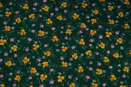 Sewing Cotton Quilting Fabric Calico Green Chintz Yellow &amp; Pink Floral 3... - $9.89