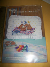 Bucilla Thread Craft Kit Mr Moon Me Pillow Sham Baby Counted Cross Stitch Fabric - $9.49