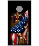 American Flag Cross Fist Cornhole Wrap Decal - £15.72 GBP+