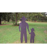 Cute Cowboy &amp; Little Poke Walking Shadow Yard Art Woodworking Pattern Pl... - $15.64 CAD