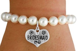 Wedding Jewelry Bridesmaid Stretch Faux Pearl Bracelet - £19.76 GBP