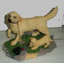 Mother and puppy dog ceramic figurine with shoe great for Barbie vintage display - £23.96 GBP