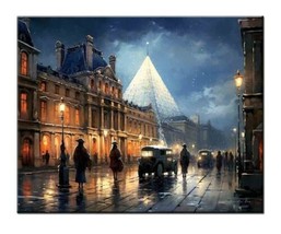 Charming Night View of Louvre Street - Gorgeous Parisian Landscape Giclee - £6.88 GBP+