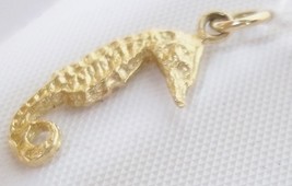 Solid 14K Yellow Gold Seahorse Sea Horse Pendant Elegant Nugget Charm 1 gr - $49.99