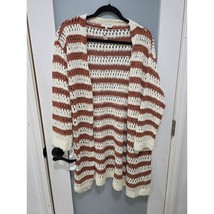Moon River Cream Brown Sweater S Cozy Knit Long Tunic Boho Chic - $32.00