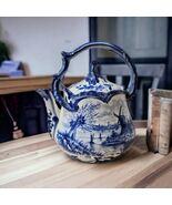 Early 20th Century Franz Anton Mehlem Royal Bonn Delft Blue Tea Pot - $712.02 CAD