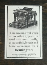 Vintage 1900 Remington Typewriter Wycoff, Seamans & Benedict Original Ad 1021  - $6.64