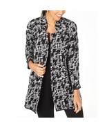 Alfani Women&#39;s M Black Geometric Long Open Blazer Cardigan Lagenlook Pre... - $568.63 MXN