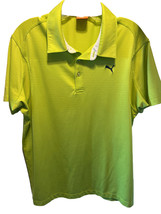 Puma Sport Lifestyle Men’s M Neon Green Short Sleeve Button Polyester Polo Shirt - £10.81 GBP