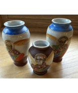 Occupied Japan Satsuma Moriage Miniature Vases Three Piece Vintage 1945-... - $22.39 CAD
