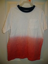 Wonder Nation Boys T Shirt Size Medium (8) Dip Dye White &amp; Coral Ringer T - £7.89 GBP