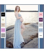 Baby Bump Luxury Lingerie Flowing Long Lace Chiffon Negligee in 10 Color... - $133.01 CAD