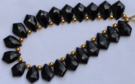Natural, 20 piece faceted Black Spinal sparrow briolette beads, 10x15 mm app, fa - £54.33 GBP