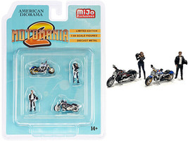 Motomania 2 4 piece Diecast Set 2 Figurines 2 Motorcycles for 1/64 Scale Models - £21.30 GBP
